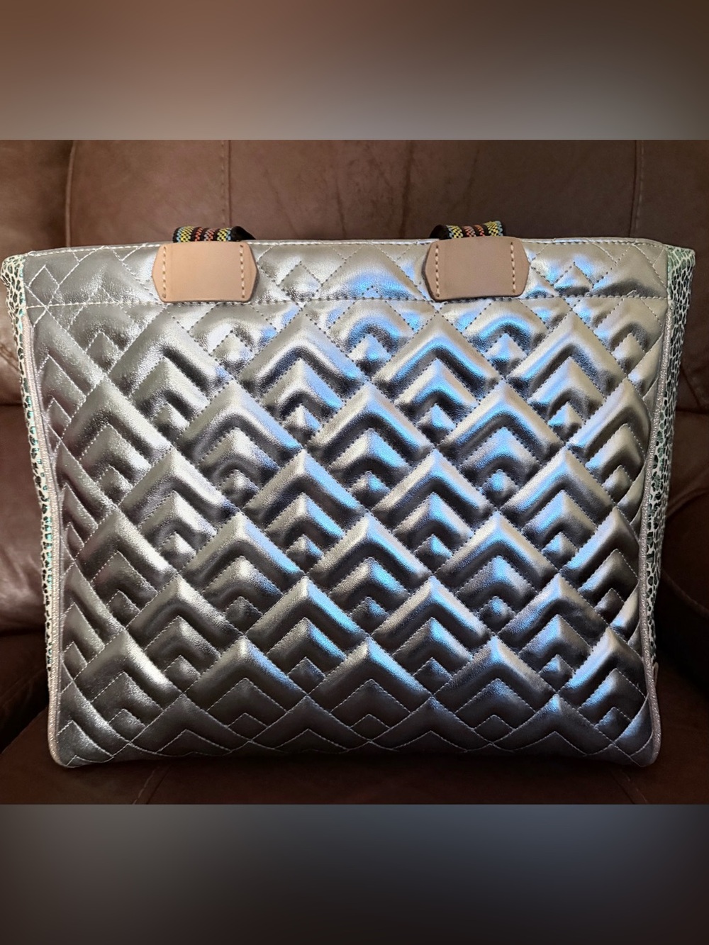 Consuela Silver Quilted Tote ✨LIKE NEW✨ - Picture 2 of 11